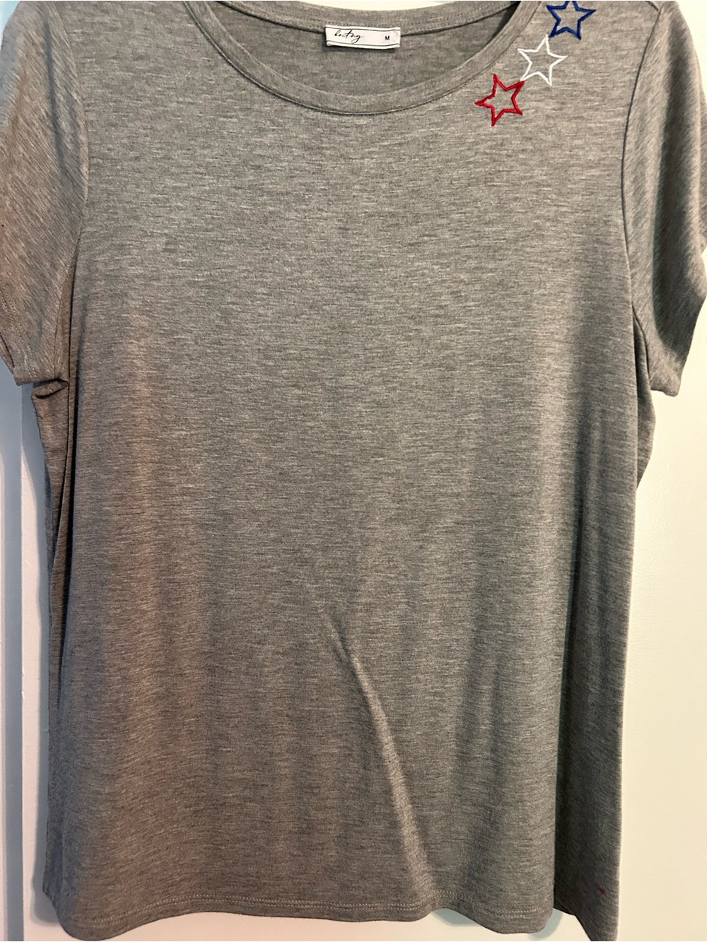 a new day women’s Gray Short-Sleeve Tee with Red, White & Blue Star Accents